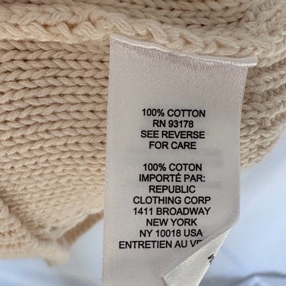 Industry Republic Clothing 100% Cotton Short Sleeve Pointelle Sweater Cream Med - Picture 8 of 8